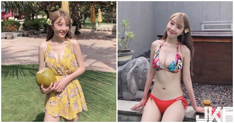 人生第一次比基尼！正妹展現「豐滿事業線」，大小不輸給椰子啊！【EV棋牌】-EV棋牌