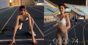 短髮女神《深田沐沐》100公尺衝刺　速度不快，幅度卻很大！【EV棋牌】-EV棋牌