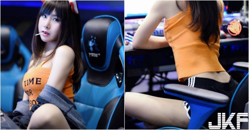 「電競奶妹」背心熱褲上陣！「細腰翹臀」火辣背影好勾人，想play one啊！【EV棋牌】-EV棋牌