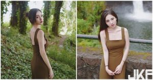 好像豆花妹！氣質妹森林轉身「意外露側乳」，若隱若現看了心都癢癢的！【EV棋牌】-EV棋牌