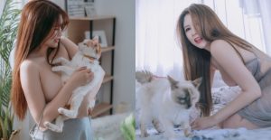 放開那隻貓！牛奶肌美女「粉芬 Yvonne」火辣逗貓　網友：衝著我來就好【EV棋牌】-EV棋牌