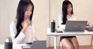 甜美女同事「潔晞」裙子穿超短！「白蕾絲小褲褲」一坐下就被看光光【EV棋牌】-EV棋牌