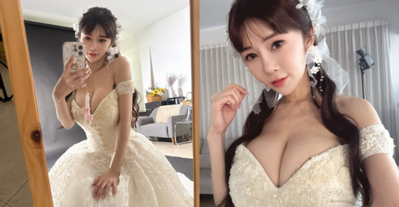 搶親啦!巨乳公主「安希Anxi」披上白紗,「深美事業線」實現男人夢想!