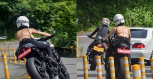 美背重機騎士超巨側乳炸出　這會讓用路人無法專心吧？【EV棋牌】-EV棋牌