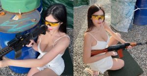 長腿正妹「羅莉 Rolly」爆乳打靶　超強後座力讓巨乳狂震【EV棋牌】-EV棋牌