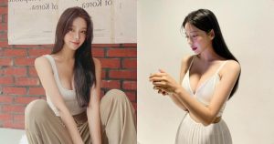 正妹低頭照「深溝現形了」,白色深V裝「上圍好傲人」!【EV棋牌】-EV棋牌