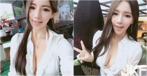 爆奶車模「中路大開」秒殺現場粉絲！「襯衫美乳」若隱若現真的好驚人…【EV棋牌】-EV棋牌