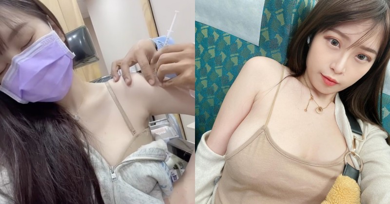 這樣打疫苗也太辣！「雪乳正妹」露香肩鎖骨接種，裡面竟是「細肩帶爆乳小可愛」！【EV棋牌】-EV棋牌