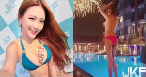 真的辣！「圓嫩白乳正妹」池畔戲水！比基尼露「白皙美背」線條太誘人了啦！【EV棋牌】-EV棋牌