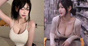 逛賣場遇到「超大車頭燈正妹」，「2顆渾圓乳球」佔滿畫面了！【EV棋牌】-EV棋牌