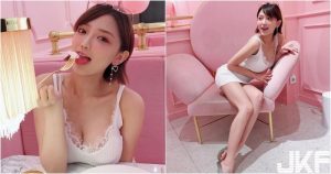 「粉紅大奶」桌上擺!短髮巨奶妹吃甜點自備「草莓大福」,超大份量光看就飽!【EV棋牌】-EV棋牌