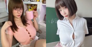 要壞掉了!巨乳妹上衣扣子快被撐壞 極大壓力真的頂不住【EV棋牌】-EV棋牌