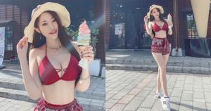 光看就熱起來！「美乳正妹」Micky吳芸帆穿比基尼吃冰淇淋，飽滿畫面超養眼！【EV棋牌】-EV棋牌