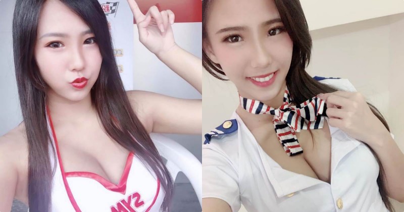 正妹釉釉Emily「化身美乳空姐」，解開扣子蹦出「性感事業線」！【EV棋牌】-EV棋牌