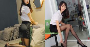 超反差！甜美護理師「柔柔Jojo」假日兼差外拍模特，黑絲襪加翹臀曲線太銷魂！【EV棋牌】-EV棋牌