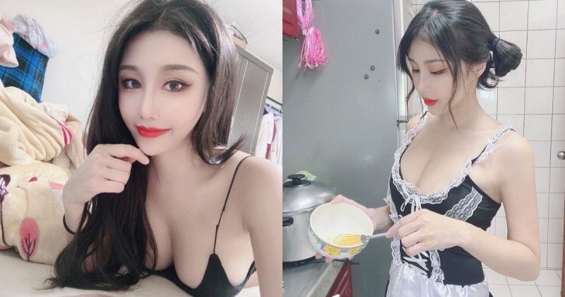 電眼雪乳正妹「夏小允」細肩帶小背心超辣！居家扮「性感女僕」做菜讓人好想吃掉【EV棋牌】-EV棋牌
