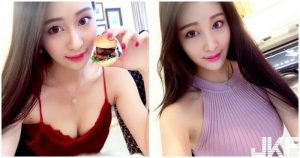正妹穿火辣深V裝吃漢堡，酥胸一露就好傲人啊！【EV棋牌】-EV棋牌