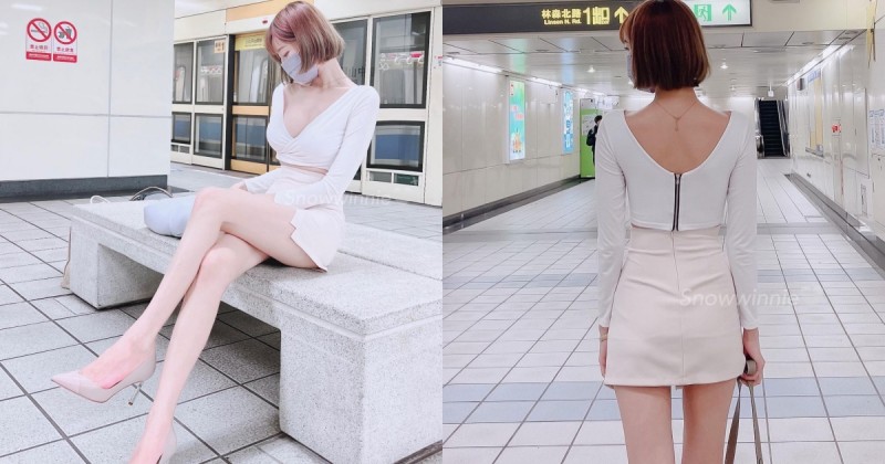 捷運站內驚見「雪白美腿正妹」！深V爆乳超犯規，還有火辣包臀裙秀「白皙長腿」！【EV棋牌】-EV棋牌