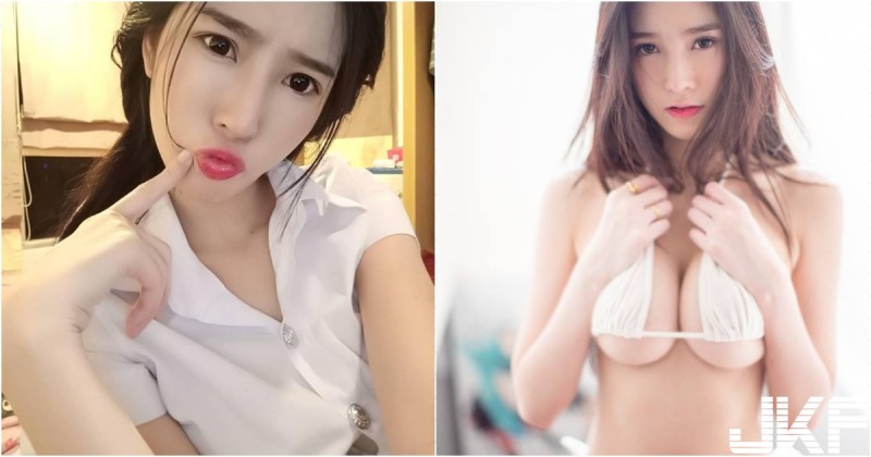 「清純學生妹」衣服超敢穿！「兩片布遮奶」白嫩肉球整個露出！【EV棋牌】-EV棋牌