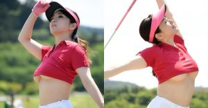 帶球打球!性感情婦「園都」上衣太短露半球 自備雙球揮桿進洞!【EV棋牌】-EV棋牌