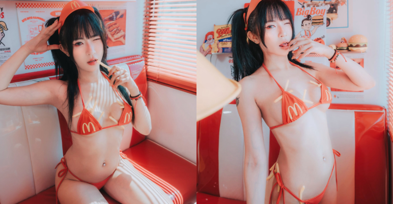 淘氣女店員「小艾啾啾」薯條亂插，「挑逗餵食」服務超周到！【EV棋牌】-EV棋牌