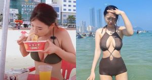 喜歡台灣的韓國女生Judy海灘換「爆乳比基尼」猛嗑滿漢大餐【EV棋牌】-EV棋牌