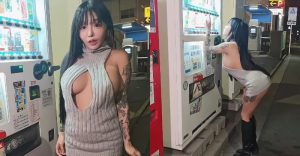 投幣飲料機好閃!巨乳正妹「櫻花」S曲線炸裂,「ㄉㄨㄞ彈猛奶」跳過來!【EV棋牌】-EV棋牌