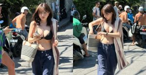 出國就要大解放！甜美萌妹一到國外就只穿內衣爆乳趴趴走【EV棋牌】-EV棋牌