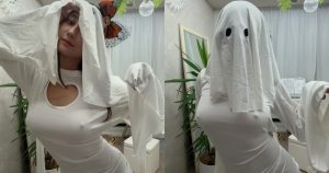 怎連萬聖節也在激凸!H奶網紅「macca」扮可愛鬼,有頭罩但沒奶罩!【EV棋牌】-EV棋牌