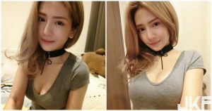 火辣系女DJ！　胸前大挖空「美乳快蹦出」，戴黑色頸圈整個好養眼喔！【EV棋牌】-EV棋牌