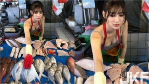 捕獲超正「魚販正妹」 劉芃芃，低胸背心大露深溝 真的是市場最美風景…【EV棋牌】-EV棋牌