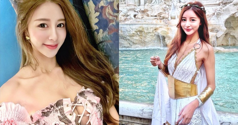 虎航最正空姐「RITA」化身古羅馬女神！白紗金甲高貴典雅，美胸美腿也藏不住！【EV棋牌】-EV棋牌