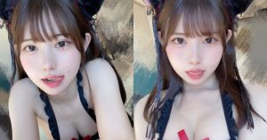 又甜又香！櫻花萌妹「雪白爆乳」cos小貓咪，精緻娃娃臉＋性感好身材！【EV棋牌】-EV棋牌