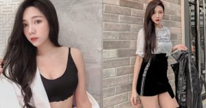 令人失控的長腿！氣質美女「謝佩」曲線曼妙，性感皮裙配白皙美腿不看吃虧！【EV棋牌】-EV棋牌