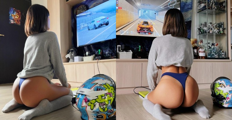 美臀女友「瀞諠Selina」只穿小丁打電動　性感畫面讓人把持不住【EV棋牌】-EV棋牌