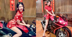 「性感旗袍妹」跨玉腿騎重機，違和畫面搭銷魂曲線讓人秒醉【EV棋牌】-EV棋牌