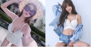 「長腿正妹」胸前雙乳好集中，放大效果好明顯，讓人兩眼不自覺對焦！【EV棋牌】-EV棋牌