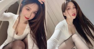 美乳攝影師「紗那醬」誘惑蹲地自拍,火辣的「黑絲造型」讓人受不了!【EV棋牌】-EV棋牌