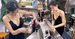 新莊手搖飲「爆乳店員」出沒!低胸蕾絲馬甲泡茶,奶香都要溢出來了!【EV棋牌】-EV棋牌