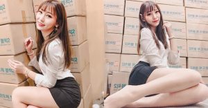 躲在倉庫的OL！酒窩正妹「薇娜 Verna」超貼身窄裙露出逆天長腿【EV棋牌】-EV棋牌