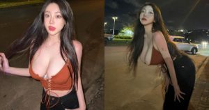 21歲「白皙巨乳嫩妹」關島度假穿好辣！路邊「彎腰倒奶」小背心包不住啦！【EV棋牌】-EV棋牌