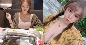 海底撈出沒「白皙爆乳正妹」！Teresa細肩帶小背心吃火鍋，坐她對面也太幸福了吧！【EV棋牌】-EV棋牌