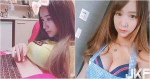 女生脹奶hen可怕！甜美正妹「奶放電腦上」！兇猛的視覺衝擊太強大啦！【EV棋牌】-EV棋牌