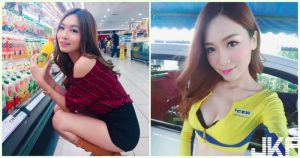 太火辣！超商「白皙爆奶妹」鮮豔美乳有夠犯規！超逆天「極品長腿」整個引人遐想…【EV棋牌】-EV棋牌