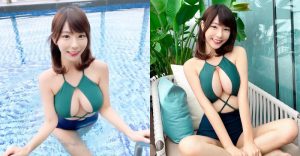 「大眼正妹」泳池打撈深水炸彈,Q彈猛乳秒展「性感人字波」!【EV棋牌】-EV棋牌