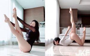 大奶瑜珈騷妹「提肛貼乳韻律服」示範拉筋　高難度「翹屁扭曲身體」讓人看得都硬了【EV棋牌】-EV棋牌