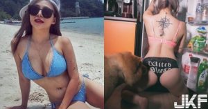 超狂「比基尼奶妹」沙灘曬乳，「前後四粒渾圓」色香迷人，連狗狗都受不了啦～【EV棋牌】-EV棋牌