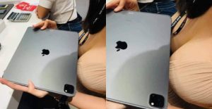 巨乳妹「火辣開箱」最新iPad　豐滿奶球頂著讓人不知道眼睛該看哪裡【EV棋牌】-EV棋牌