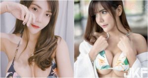 這奶太誇張！妹子雙手推奶「渾圓巨大」現形！比基尼感覺快撐不住！【EV棋牌】-EV棋牌