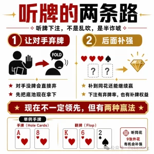 【EV扑克】听牌到底该不该下注？记住这八个字：单挑就打，人多就缩【EV棋牌】-EV棋牌